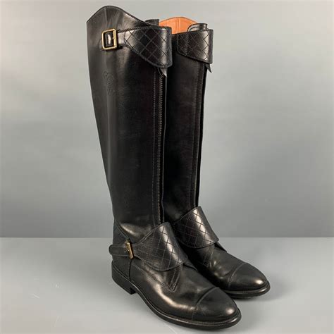 chanel black leather riding boots|chanel boots with pearl heel.